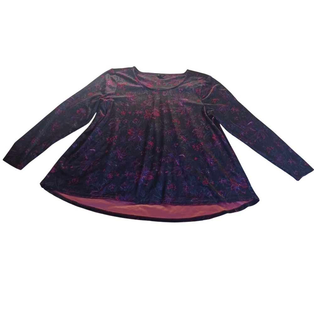 Intro Velvet Floral Top 42836PV Womens Large Dark Academia Whimsigoth Goth Retro